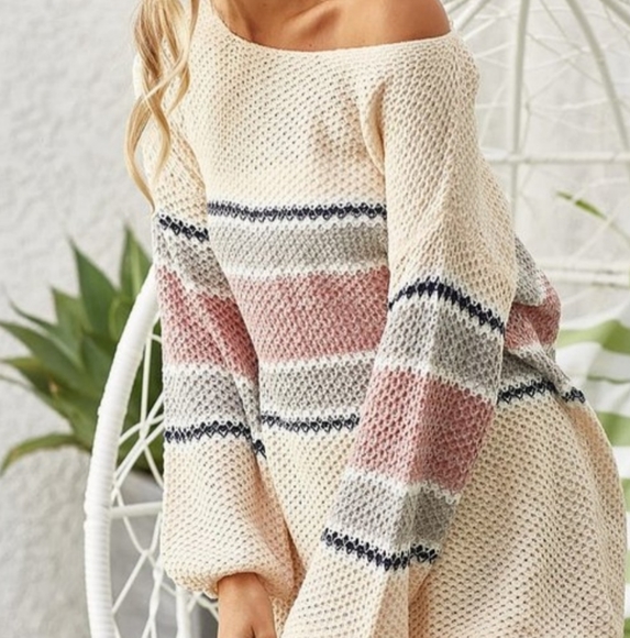 SOLD!! BiBi Large gauge stripe sweater NWT - Picture 2 of 9